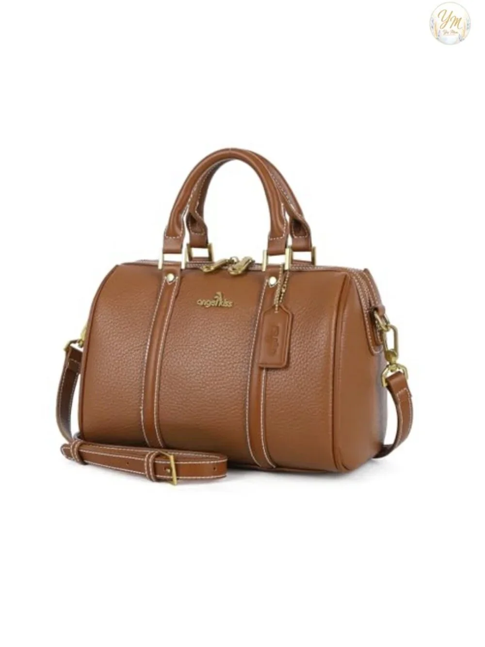 Vegan Leather Satchel Handbag Top Handle Crossbody Barrel Bag Women's Purse